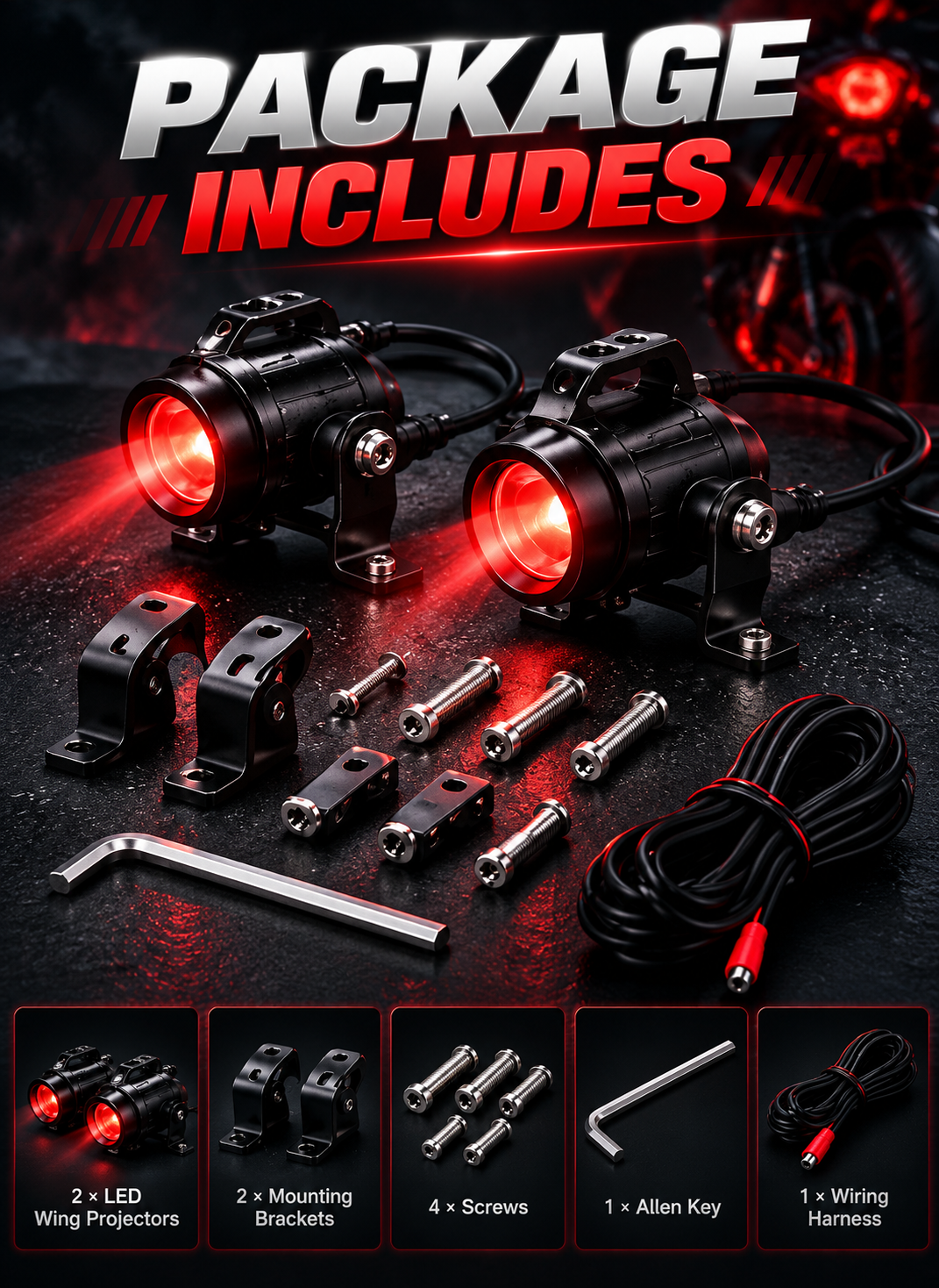 MotoWings – LED Motorcycle Wing Projector